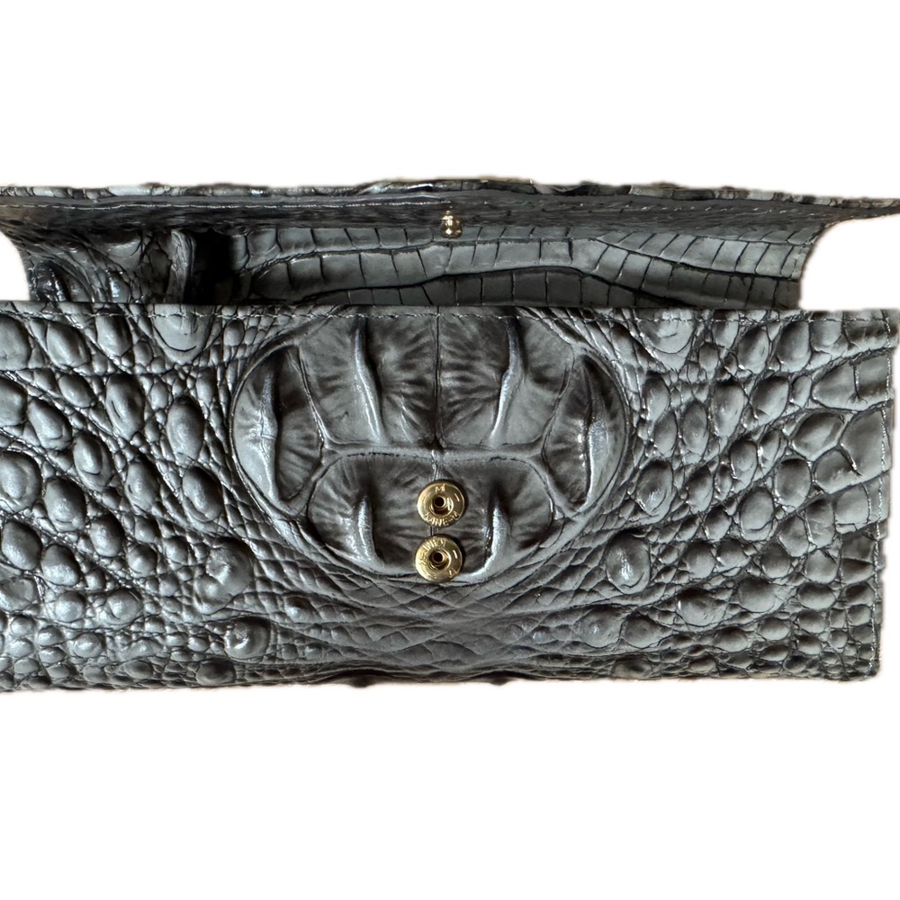 Brahmin Melbourne Veronica Trifold Envelope Leather Wallet Steel Gray Silver - Picture 12 of 12